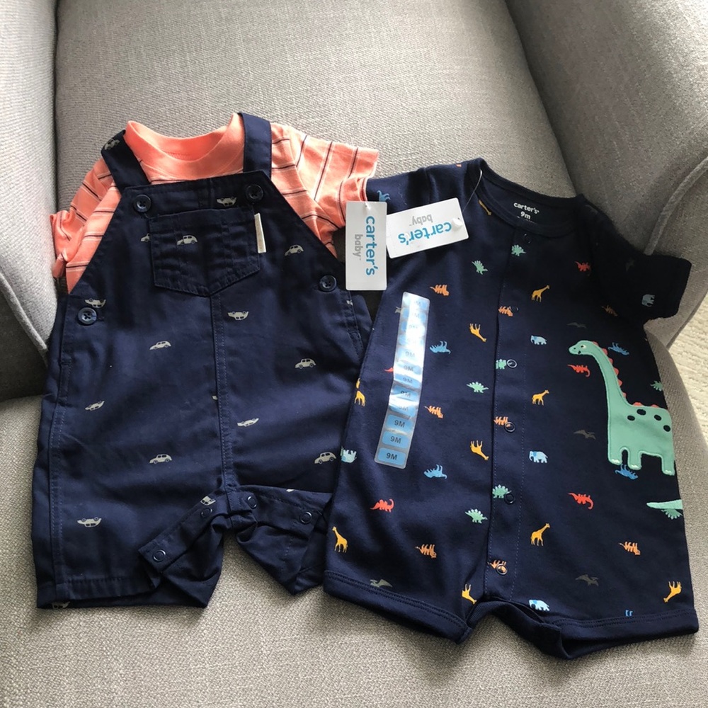 NWT Carter’s 9 Month Boy Summer 2 Outfit Bundle Babycore Americana Playwear